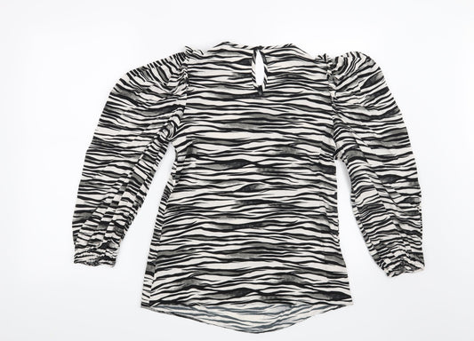 Papaya Womens White Animal Print Basic Blouse Size 8