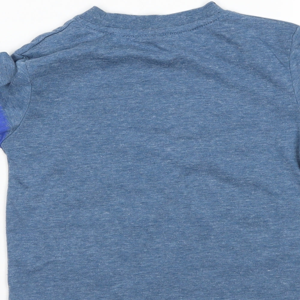Brand and care label for Preworn boys’ blue basic t-shirt, size 4, years - nagano 32 japan