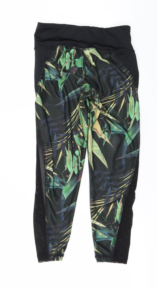 Workout Womens Green Floral Jegging Leggings Size 6 L20 in