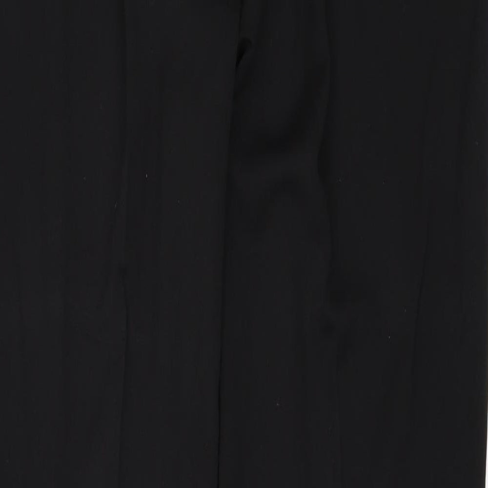 Brand and care label for Marks & Spencer women’s black trousers, size UK 14, 30-inch leg