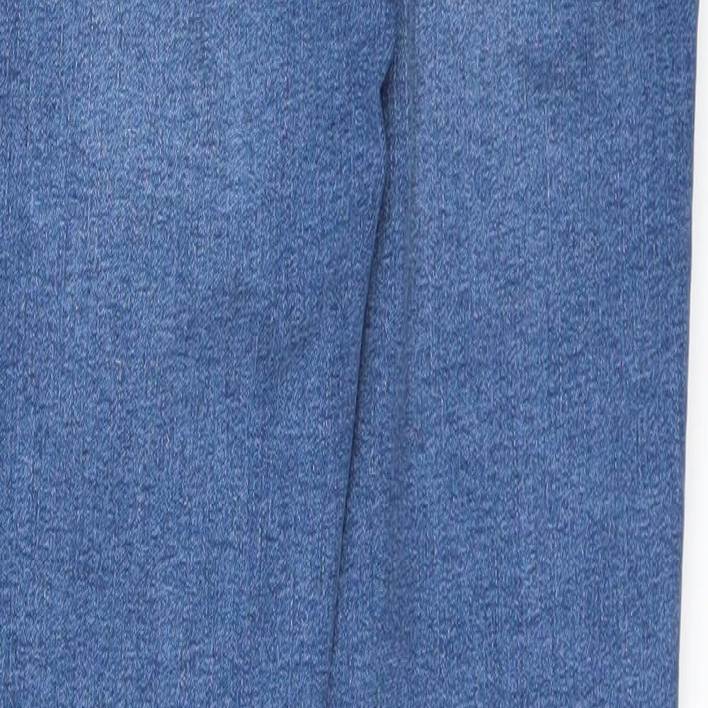 Brand and care label for DenimCo women’s blue straight jeans, size UK 8, 28-inch leg