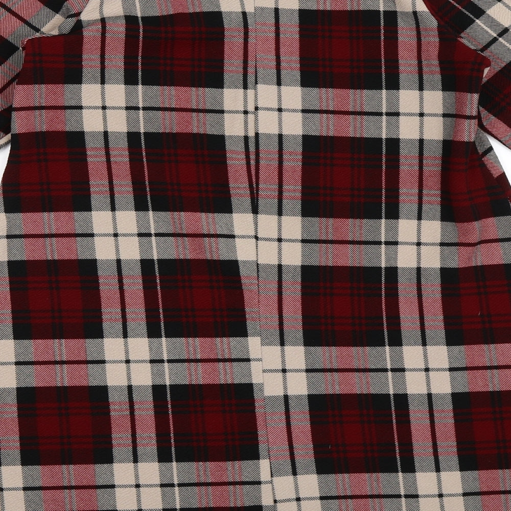 Brand and care label for women’s red check shift, size UK 8