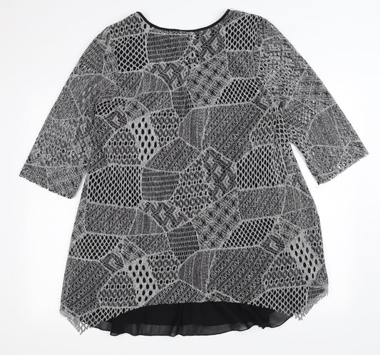 Preworn Womens Black Fit & Flare Size 14 - Layered with silver/grey