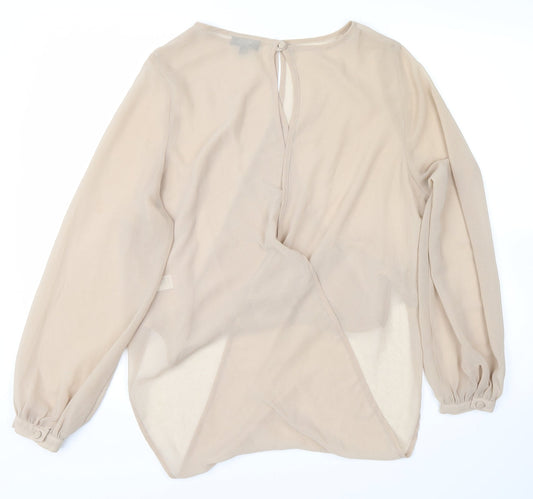 Topshop Womens Beige Wrap Blouse Size 8