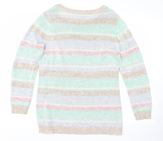 no bran Womens Multicoloured Striped Pullover Jumper Size 16