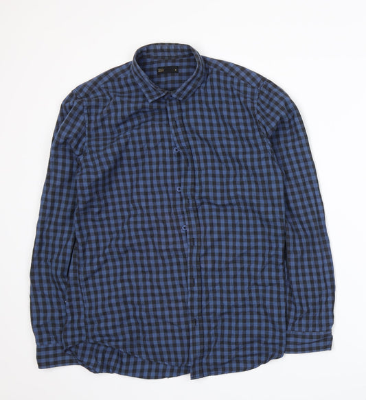 Seed Mens Blue Check Button-Up Size M