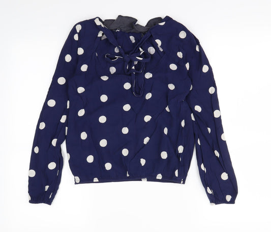 Billie & Blossom Womens Blue Polka Dot Basic Blouse Size 8