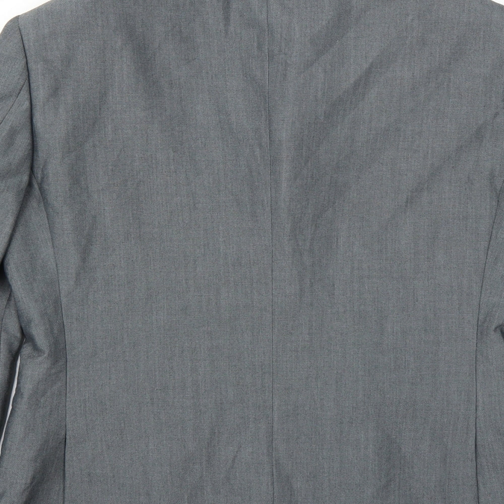 Brand and care label for Burton men’s grey jacket suit jacket, size 38