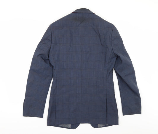 The Spitalfieldss Clothing Co Mens Blue Check Jacket Suit Size 36