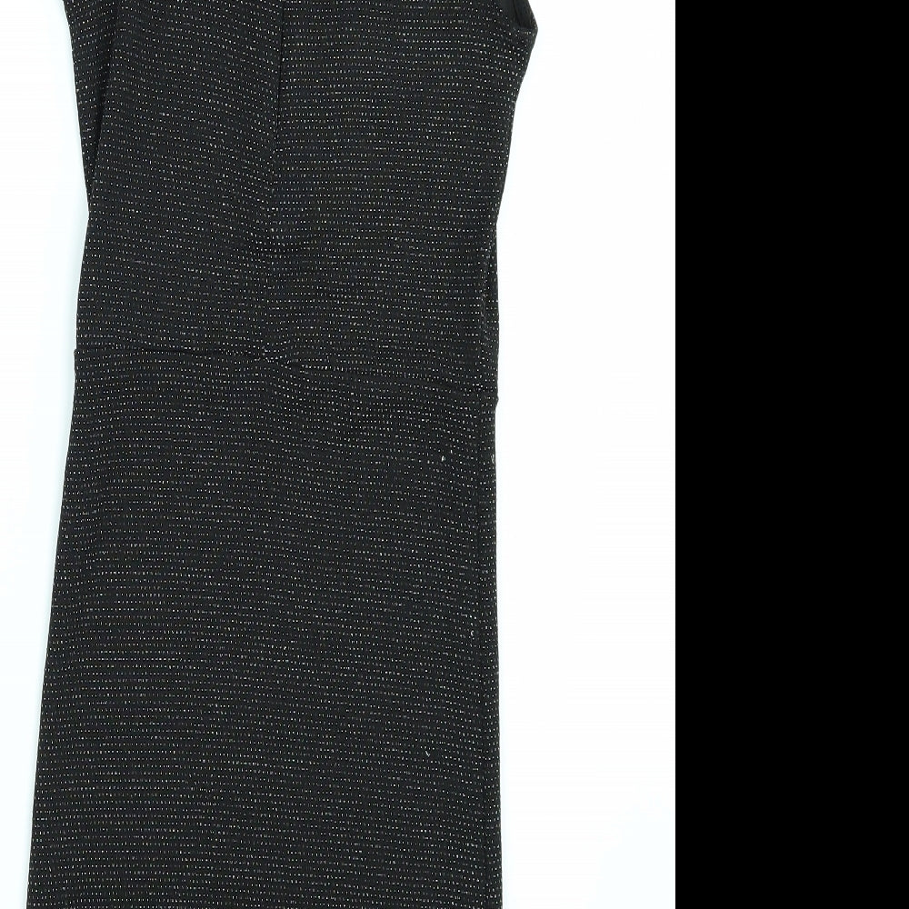 Brand and care label for New Look women’s black bodycon, size UK 6