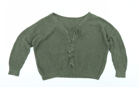 Apricot` Womens Green Pullover Jumper Size 12 - Lace up back