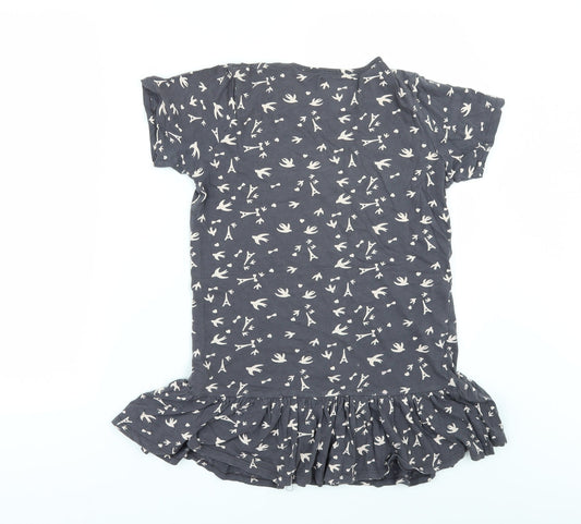 La Redoute Girls Grey Geometric T-Shirt Dress Size 10 Years