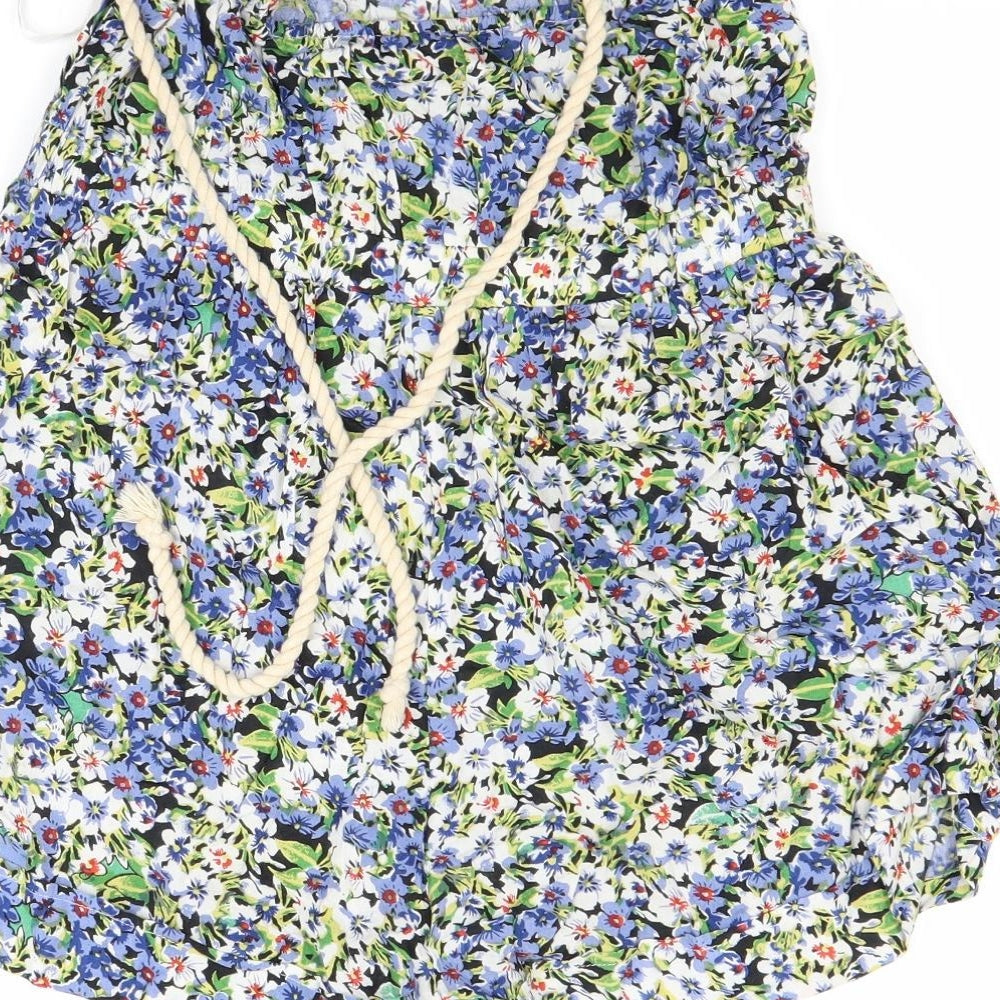 Brand and care label for B soul women’s multicoloured floral shorts one-piece, size S