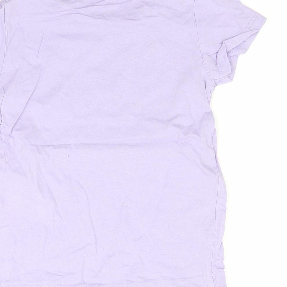 Brand and care label for H&M girls’ purple basic t-shirt, size 5, years - frozen