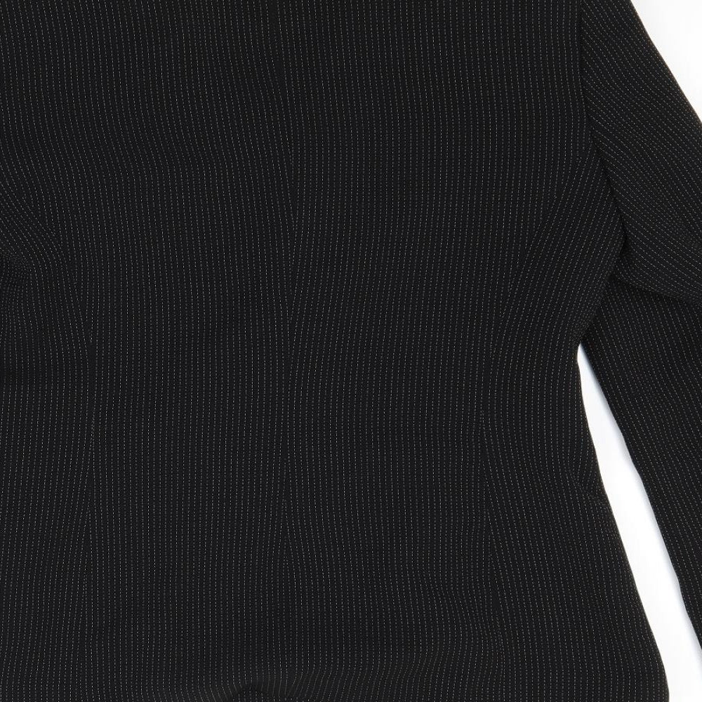 Brand and care label for Next women’s grey striped jacket, size UK 16