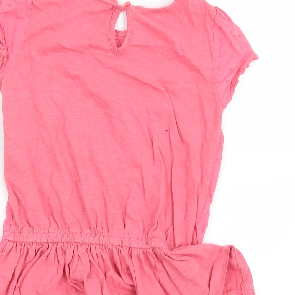 Brand and care label for Next girls’ pink a-line, size 3-4, years