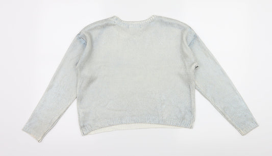 H&M Girls Blue Knit Pullover Jumper Size 11-12 Years