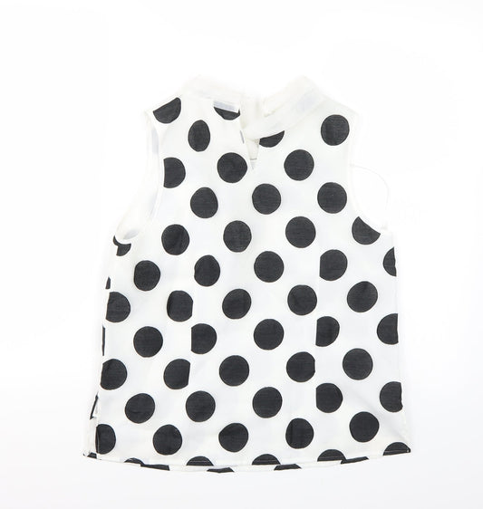 Coast Womens White Polka Dot Basic Blouse Size 10