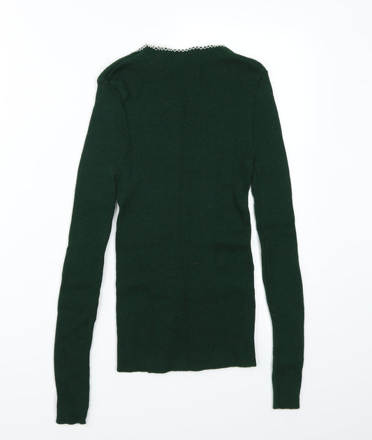 100acrylic Womens Green Basic T-Shirt Size M