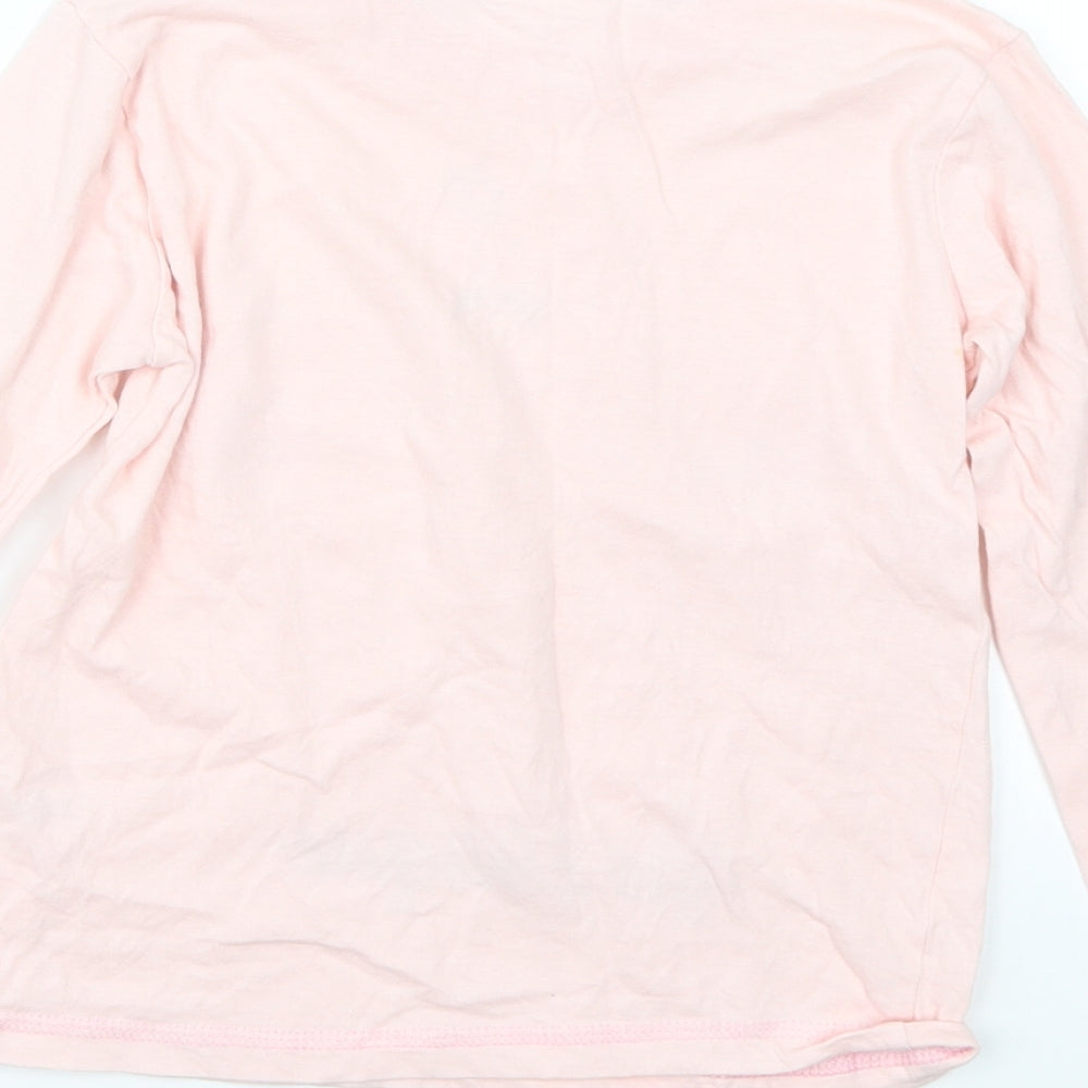 Brand and care label for Preworn girls’ pink basic t-shirt, size 6-7, years