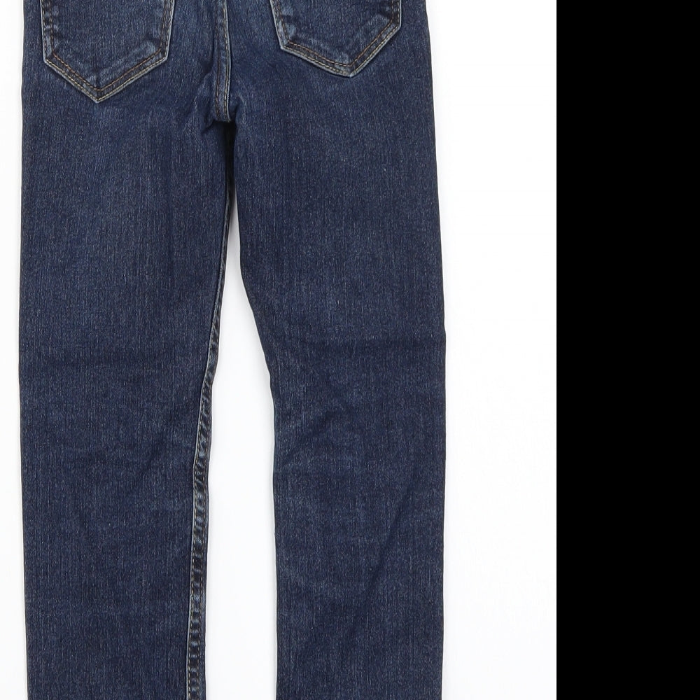 Brand and care label for & denim girls’ blue straight jeans, size 5-6, years