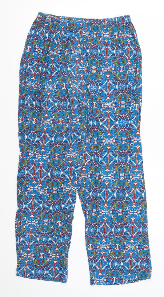 Pretty Secrets Womens Blue Geometric Trousers Size 16 L27 in