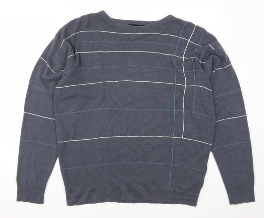 Officers Club Mens Blue Striped Pullover Jumper Size XL
