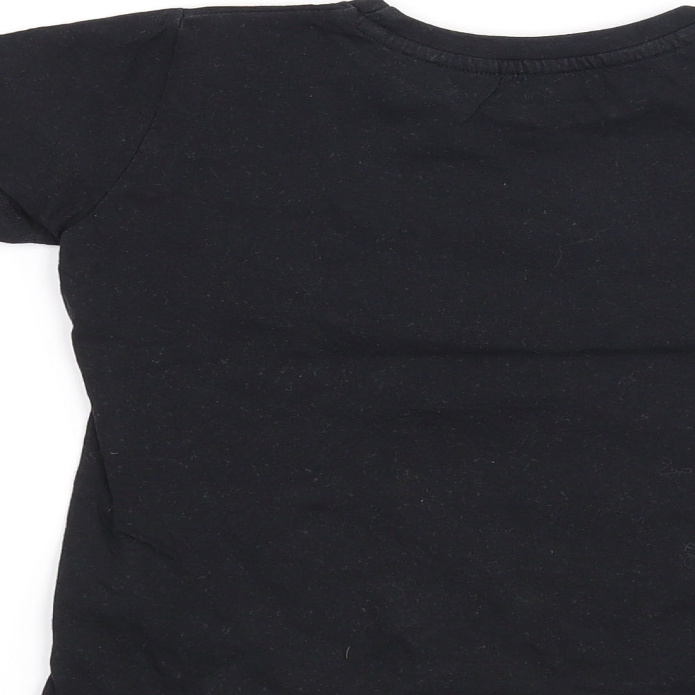 Brand and care label for Preworn boys’ black basic t-shirt, size 4-5, years - flossin