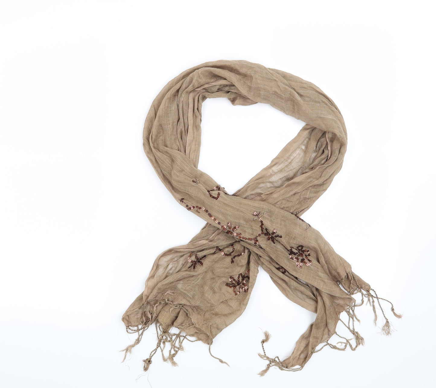 Preworn Womens Brown Floral Scarf