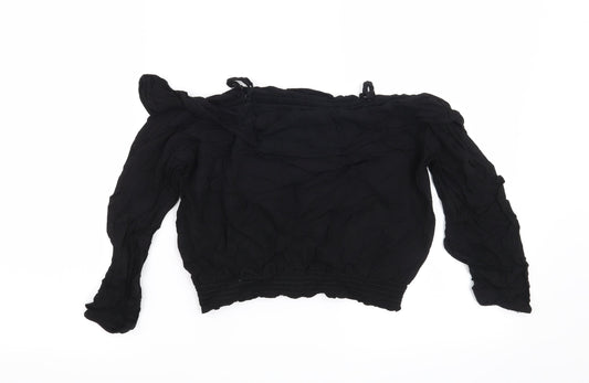 H&M Girls Black Basic Blouse Size 11 Years
