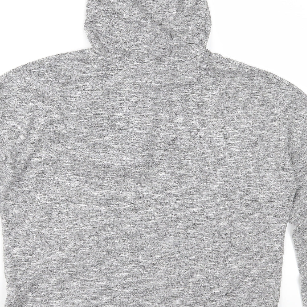 Brand and care label for E-vie girls’ grey jersey pullover hoodie, size 11-12, years