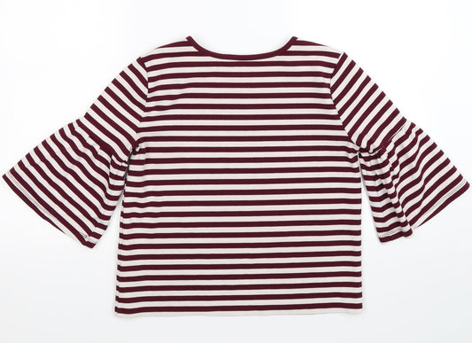 Gap Womens Red Striped Pullover Jumper Size XS - frill sleeve
