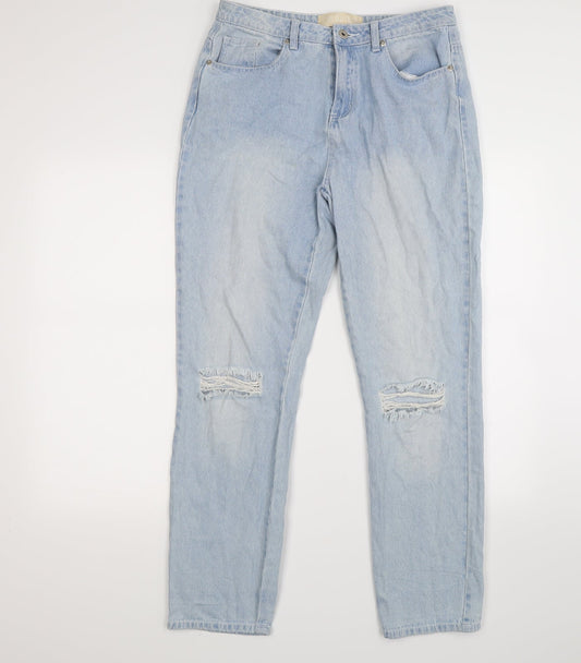 Additional front view of forever denim women’s blue denim straight jeans, size UK 14, 27.5-inch leg