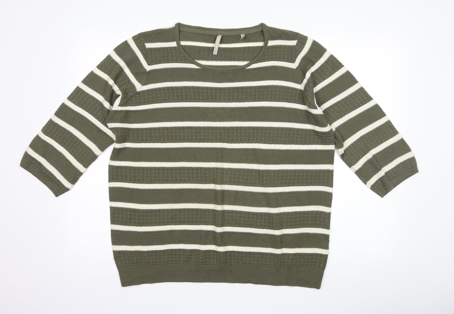 Anthology Womens Green Striped  Pullover Jumper Size 16