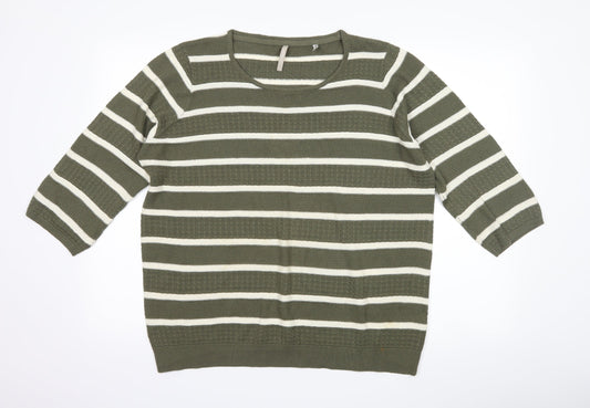 Anthology Womens Green Striped  Pullover Jumper Size 16