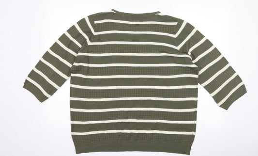 Anthology Womens Green Striped  Pullover Jumper Size 16