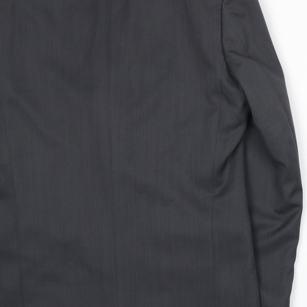 Brand and care label for Zantos men’s grey jacket suit jacket, size M