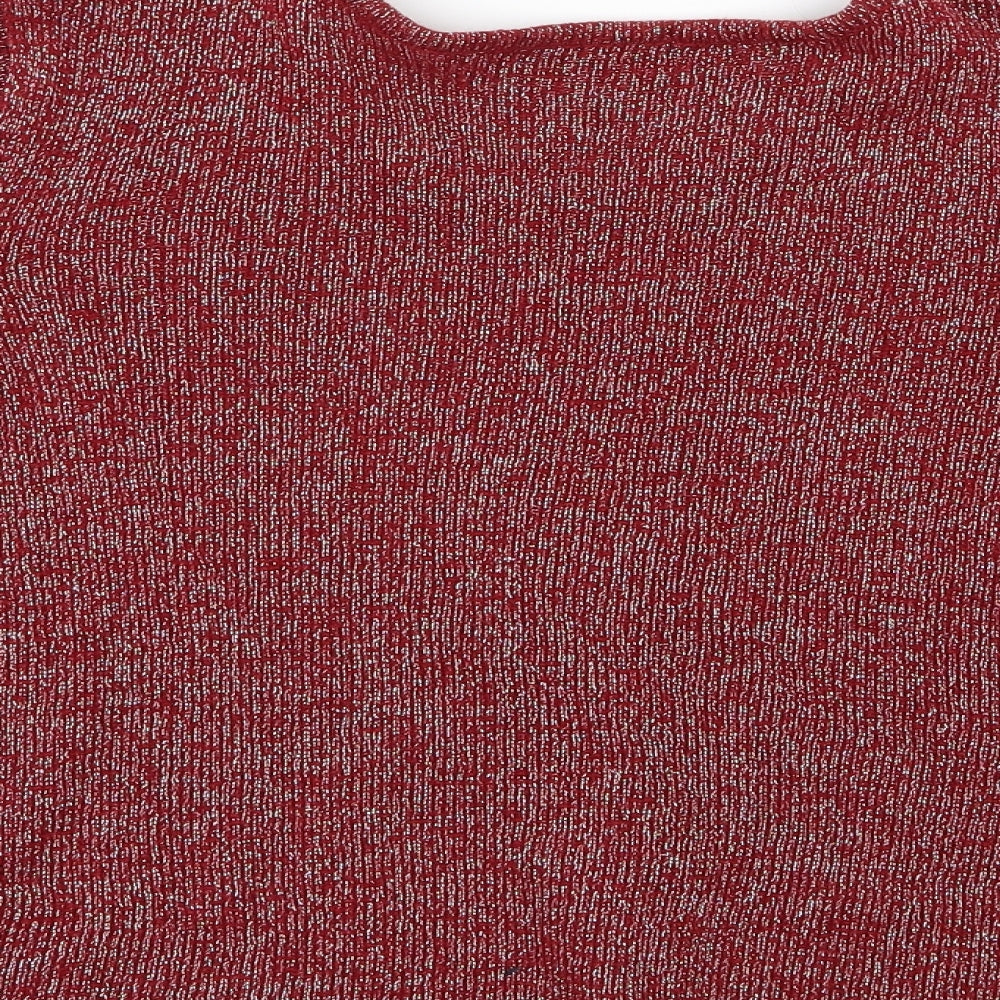Brand and care label for Bonmarché women’s red knit jumper, size S