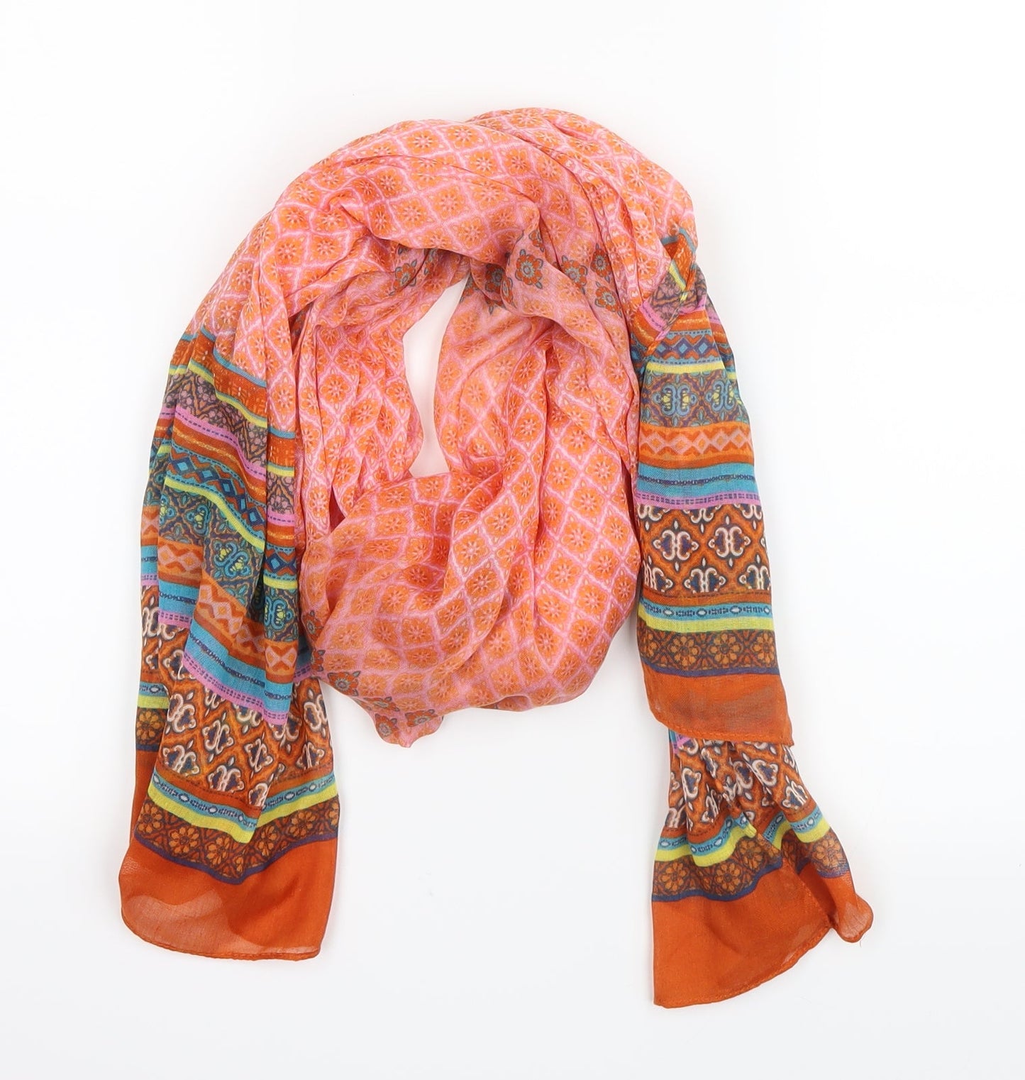 Preworn Womens Orange Geometric Scarf