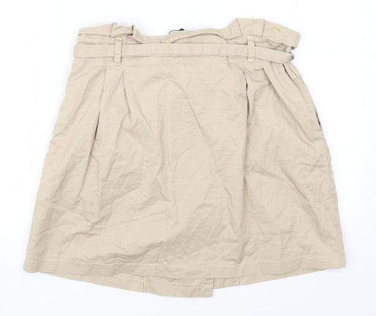 Amisu Womens Beige A-Line Skirt Size 12 - Belted