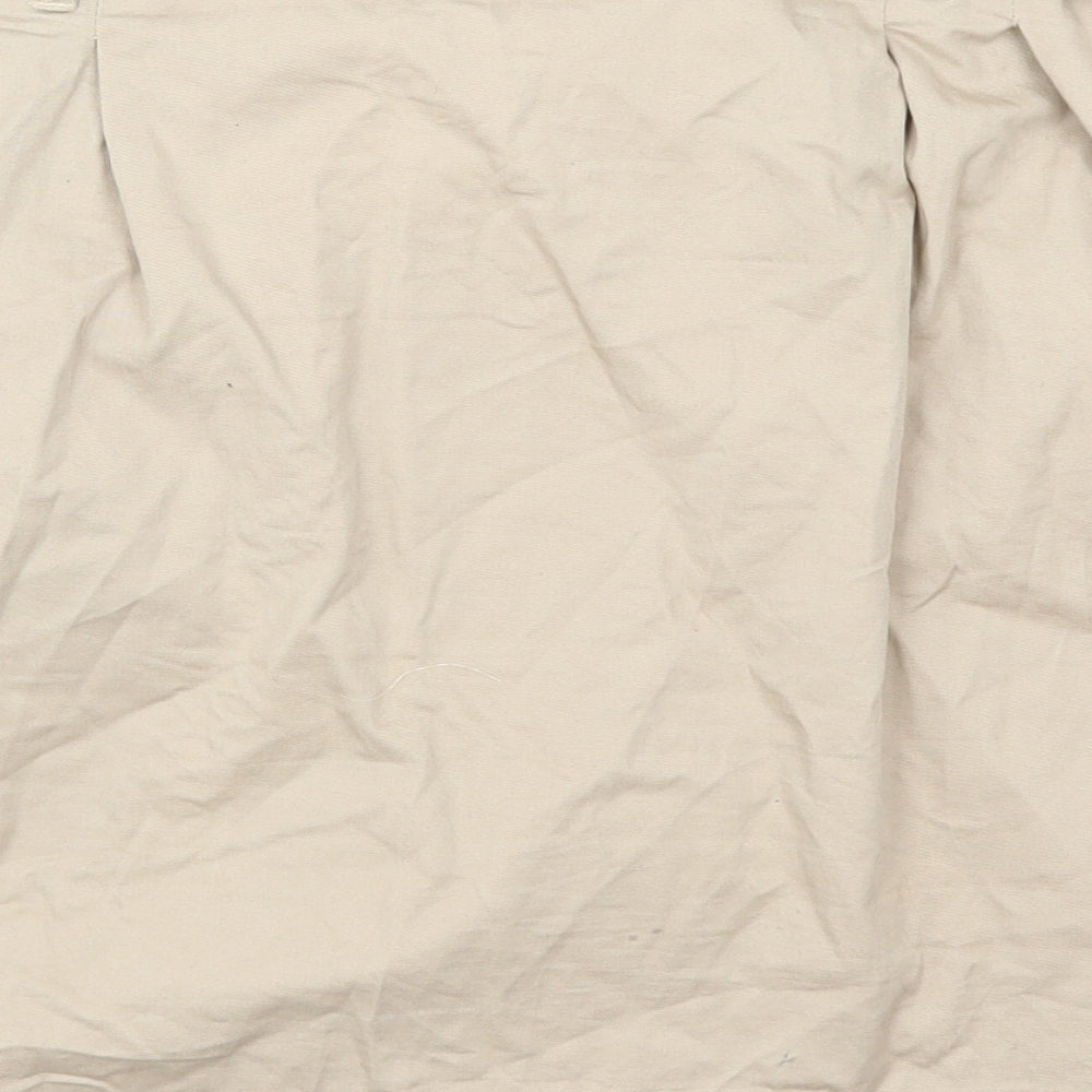 Brand and care label for Amisu women’s beige a-line skirt, size UK 12, - belted