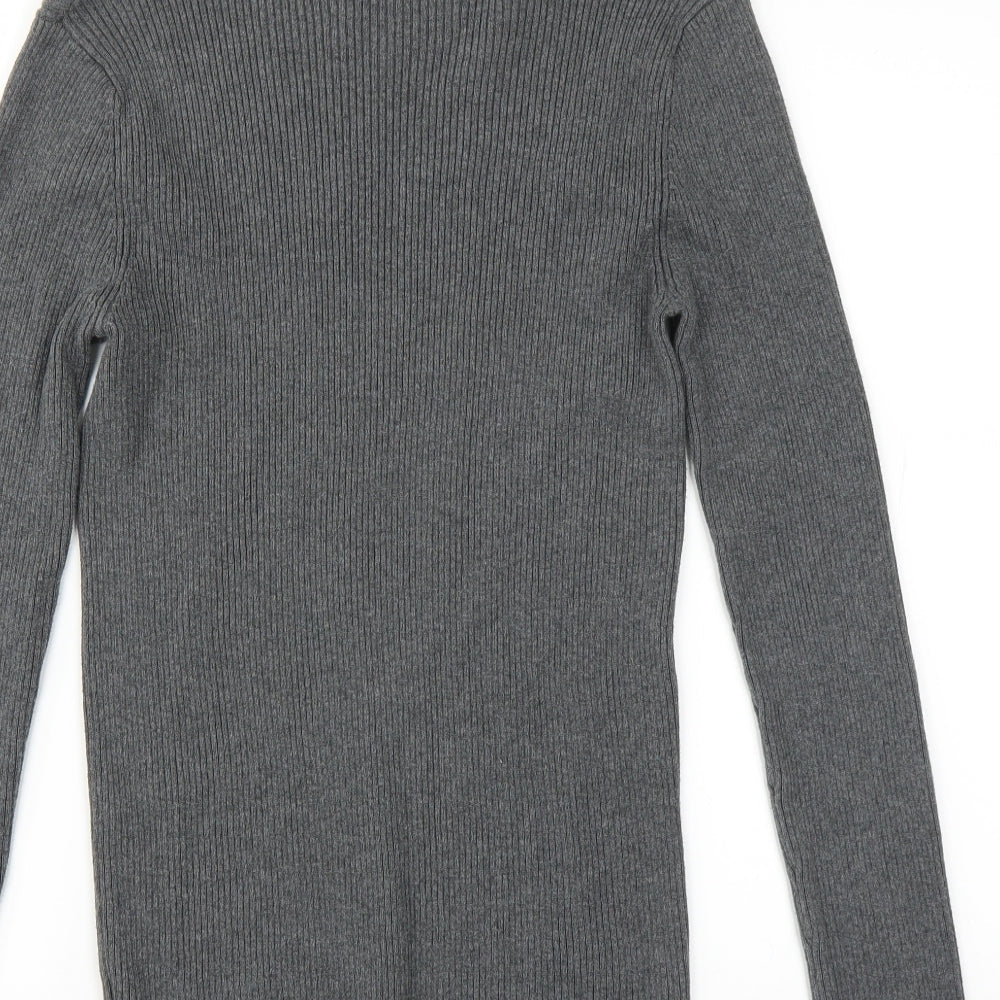 Brand and care label for New Look men’s grey jumper, size S