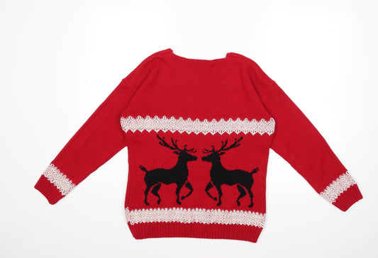 Preworn Womens Red Knit Pullover Jumper Size S