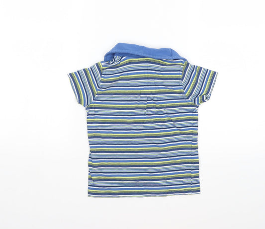 Preworn Boys Blue Striped Basic Polo Size 2-3 Years