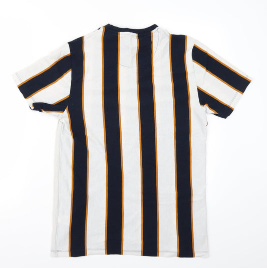 EAST Mens White Striped T-Shirt Size S