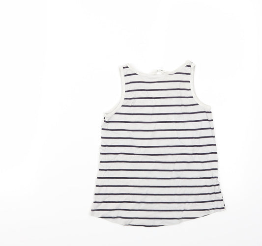 H&M Girls White Striped Basic Tank Size 5 Years