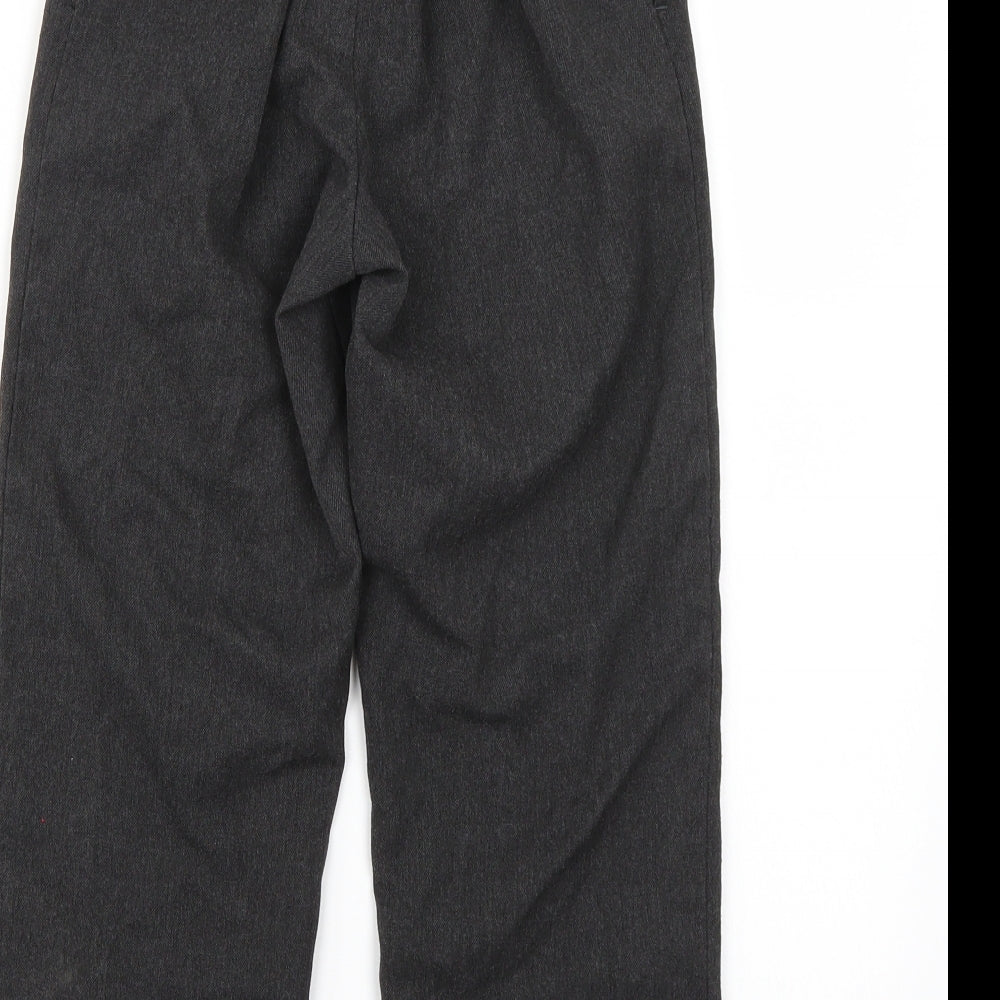Brand and care label for F&F boys’ grey bloomer trousers, size 8-9, years
