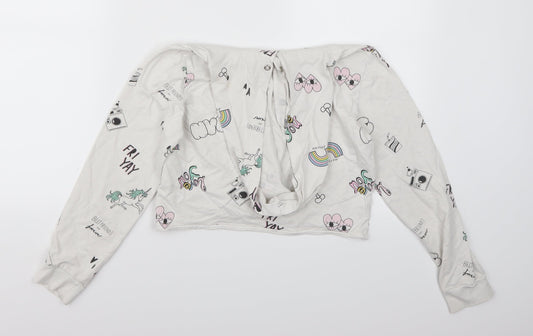 H&M Girls White Pullover Hoodie Size 11 Years