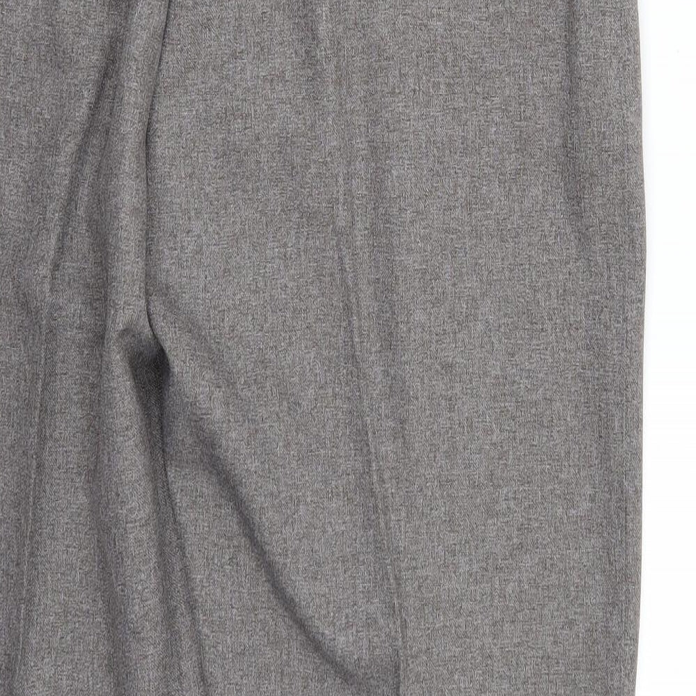 Brand and care label for Preworn women’s grey trousers, size UK 34, 28-inch leg