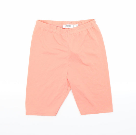 Additional front view of Missguided women’s orange sweat shorts, size UK 4